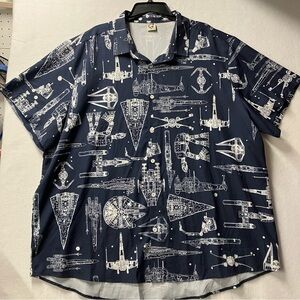 Hardaddy Star Wars Fighter Ship Blueprint Button Up Shirt Mens Size 4XL